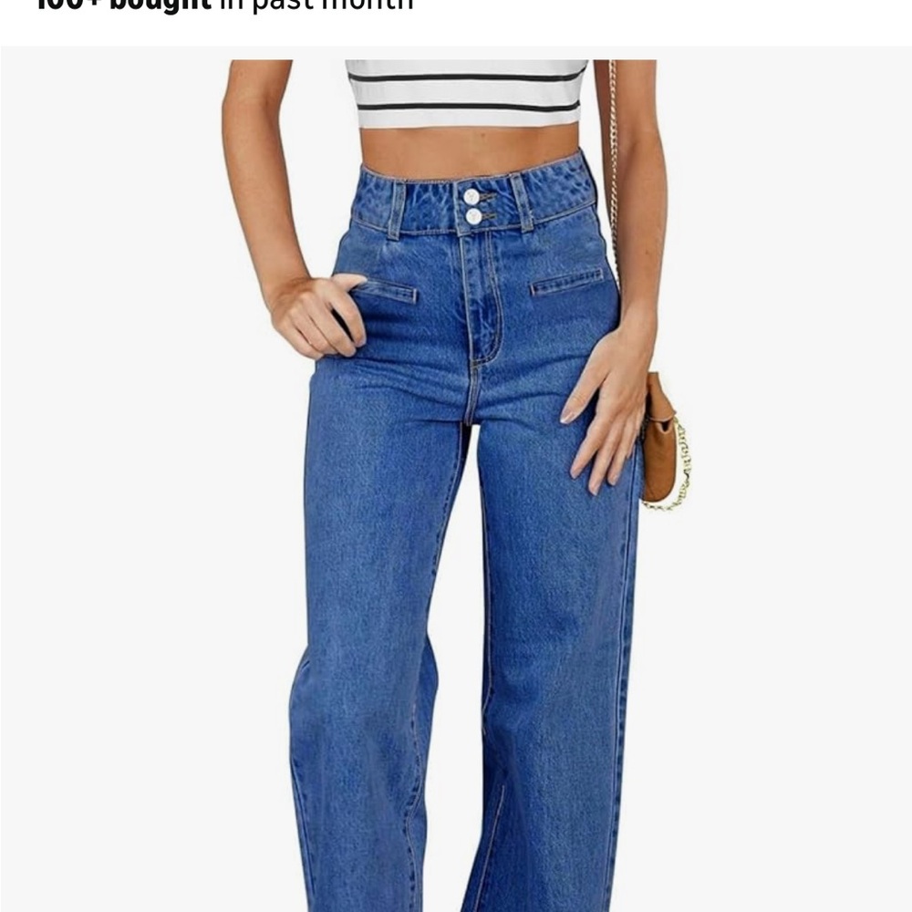 Sidefeel Stretchy Straight, Wide Leg Women's Jeans, Blue, New, Size 16, $19 - Picture 6 of 10
